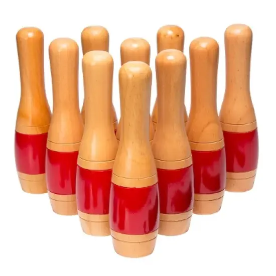 Toy Time 10-Pin Lawn Bowling Game/Skittle Ball Set With Mesh Bag - Red image {5}