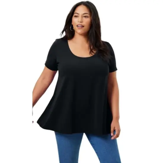 June + Vie by Roaman's Women&rsquo;s Plus Size Short-Sleeve Swing One + Only Tee image {1}