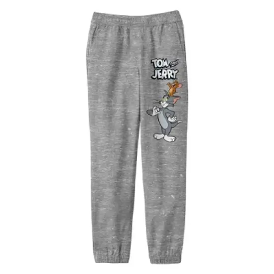 Tom & Jerry Characters And Title Logo Youth Heather Gray Graphic Jogger Pants image {5}