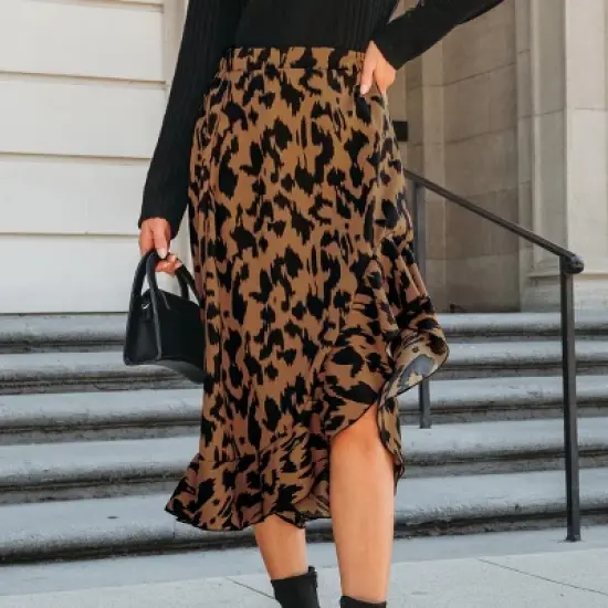 Women's Leopard Print Ruffled High Waist High Low Skirt - Cupshe image {2}