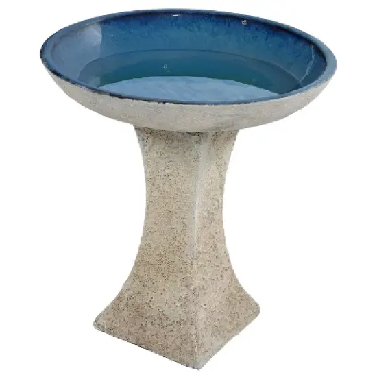 Sunnydaze Nantes Ceramic Bird Bath with Lava Finish - White Distressed Ceramic Finish - 16" H image {7}
