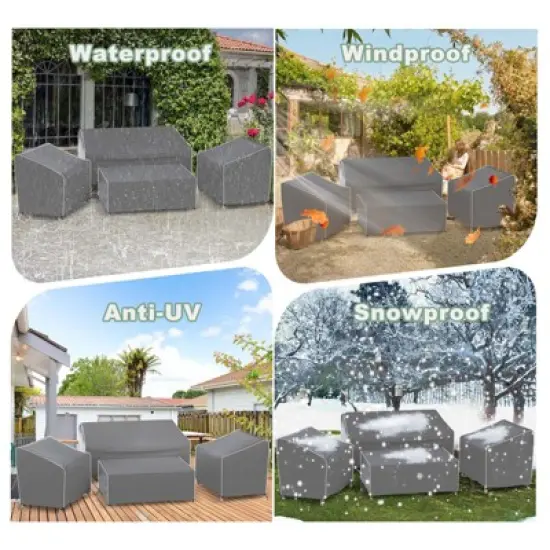 Akefit Outdoor Furniture Cover 4-Piece Set Waterproof Patio Chair Loveseat Table Protector Gray White Trim image {5}