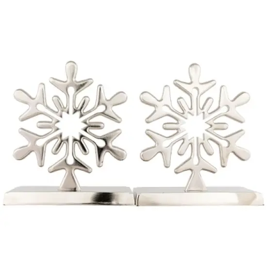 Northlight Set of 2 Solid Silver Snowflake Cutout Christmas Metal Stocking Holders 6.5" image {4}