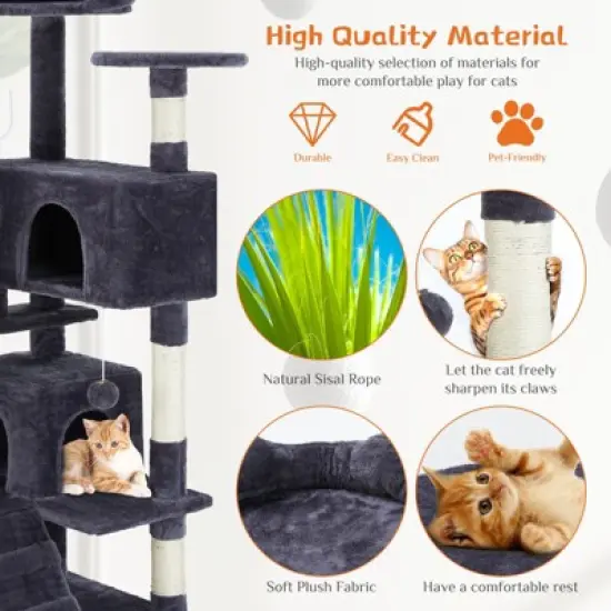 Sevobal Pet Tower Multi-Functional Cat Tree House Cat Climbing Frame, Lounge And Recreation Area Detachable Toy, Blue, 50&Prime;*50&Prime;*135&Prime; image {1}