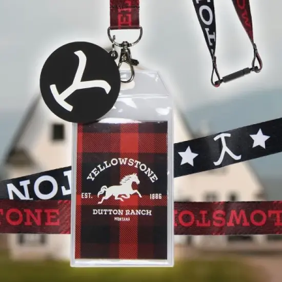 Yellowstone Dutton Ranch Reversible ID Lanyard Badge Holder with 2" Rubber Charm image {3}