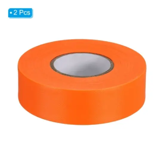 Unique Bargains PVC Non-Adhesive Flagging Tapes for Trail Outdoor 2 Pcs Orange 1" x 147 ft image {2}