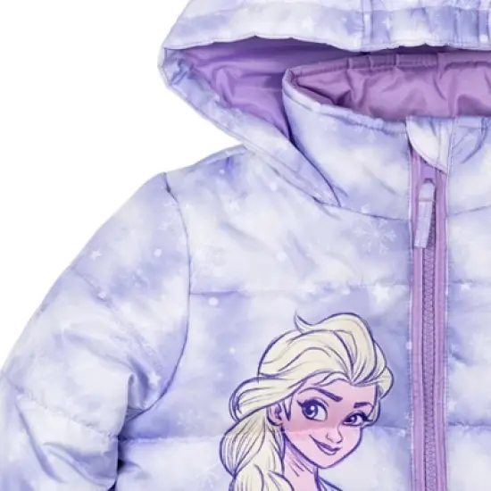 Disney Frozen Princess Anna Elsa Girls Zip Up Winter Coat Puffer Jacket Toddler image {5}