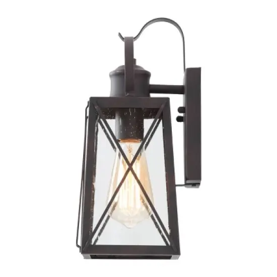 2pk 12.5" Metal/Glass "X" Outdoor Wall Lamps Rusty - LNC image {6}