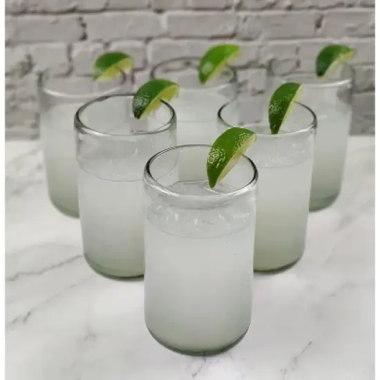 Dos Sue&ntilde;os Mexican Hand Blown  Drinking Glasses - Natural - 14oz - Set of 6 image {7}