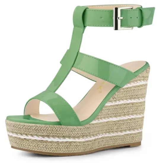 Allegra K Women's Espadrille Strappy Platform Wedges Sandals image {12}