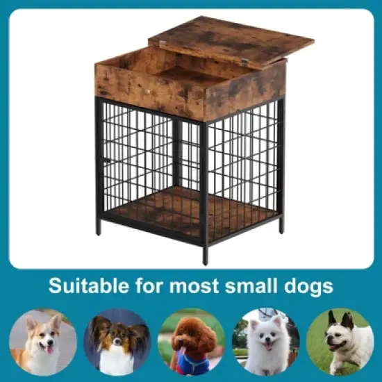 Dog Crate Furniture for Small Dog, Wooden Dog House Indoor, Decorative Dog Kennel with Drawer, Indoor Pet Crate End Table image {5}