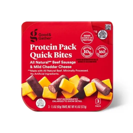 Cheddar Cheese & Beef Sausage Protein Pack Quick Bite - 4.5oz/3ct - Good & Gather&trade; image {5}