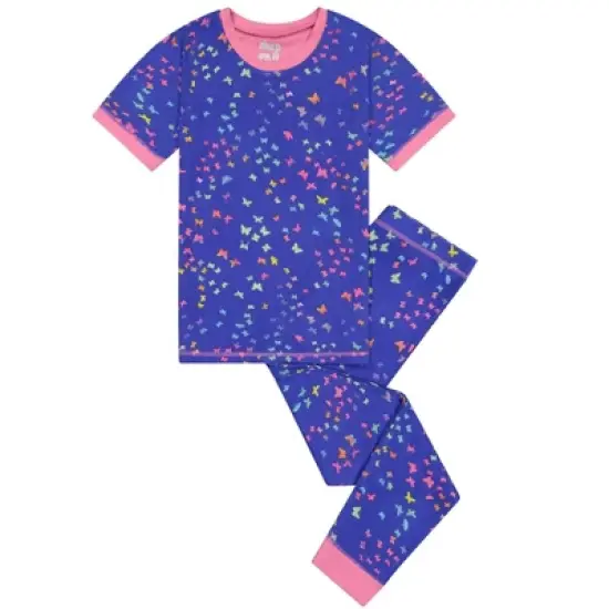 Sleep On It Girls Rainbow Butterfly Snug Fit 2-Piece Pajama Sleep Set image {4}