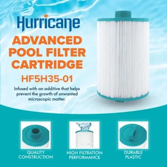 Hurricane HF5H35-01 Advanced Pool and Spa Filter Cartridge Replacement for PAS35P, Unicel 5CH-35, Filbur FC-0300, Elite Spas, White image {1}