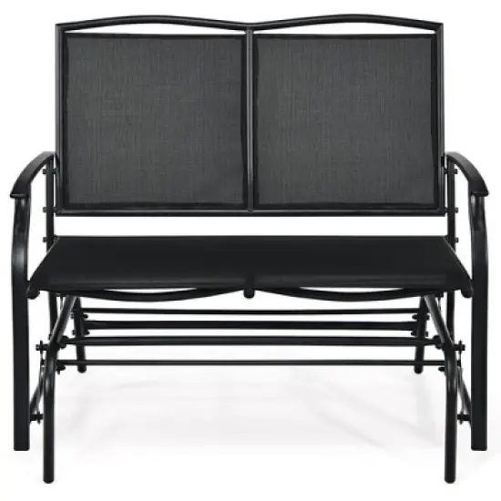 Costway Patio Glider Rocking Bench Double 2 Person Chair Loveseat Garden Grey\Black image {9}