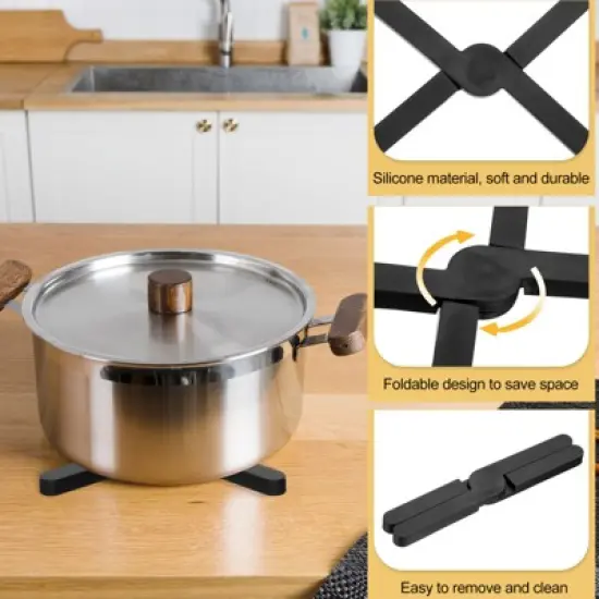 Unique Bargains Foldable Heat Resistant Non-Slip Silicone Trivet Mat for Pots Coasters image {2}
