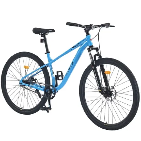 29 Inch Mountain Bike, Steel Frame Single-speed Trail Commuter City Mountain Bike with Front and Rear Double Disc Brakes & Suspension Fork image {1}