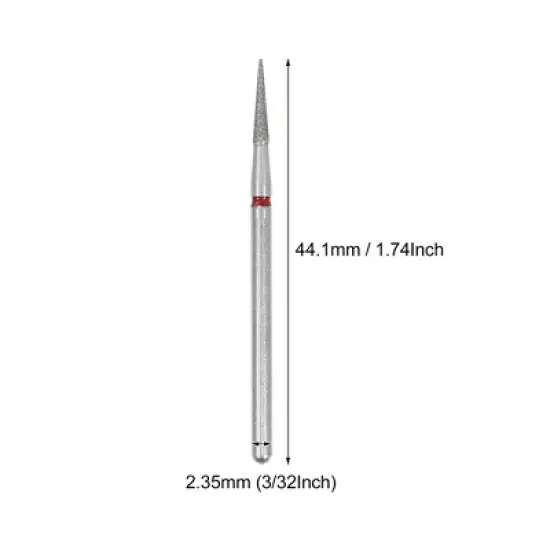 Unique Bargains Emery Nail Drill Bit Set for Acrylic Nails 3/32 Inch Nail Art Tools 44.1mm Length Red 10Pcs image {3}