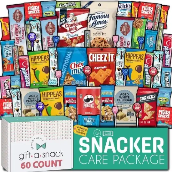 Gift A Snack Snack Box Variety Pack Care Package (40 Count) Labour Day Game Day Snacks, Birthday Sweet Treats Gift Basket, Candies Chips Crackers Bars image {6}