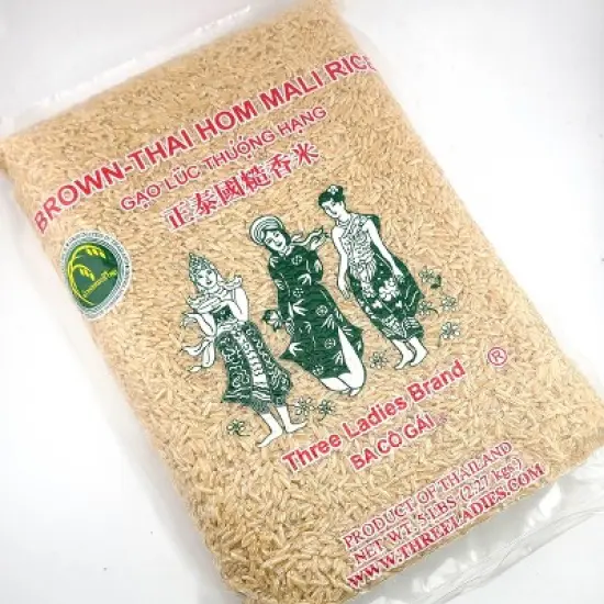 Three Ladies Thai Hom Mali Brown Jasmine Rice 5 lbs. (2.27 kgs) image {2}