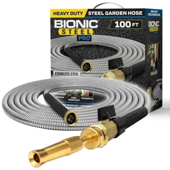 Bionic Steel Pro 304 Stainless Steel Metal Garden Hose with Brass Nozzle image {4}
