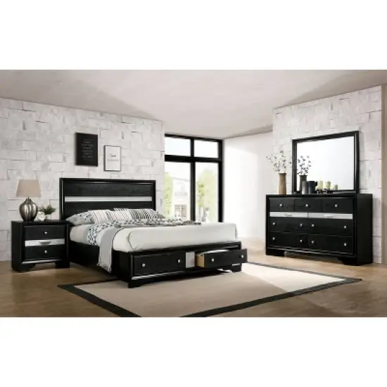 3pc Whether by Bed Nightstand and Dresser Set Black - miBasics image {1}