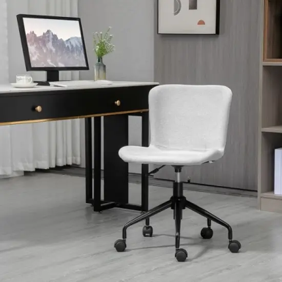 Vinsetto Home Office Chair, Swivel Task Chair with Adjustable Height and Armless Design for Small Space, Living Room, Bedroom, Light Gray image {1}