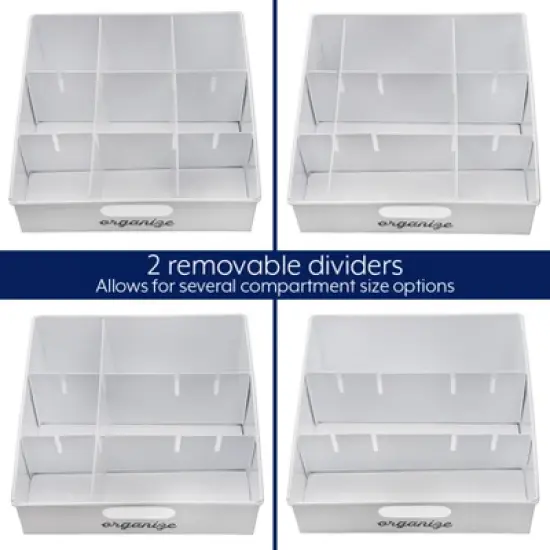 AuldHome Design White Enamelware Farmhouse Snack Caddy; Rustic Countertop Storage Container w/ Dividers image {6}