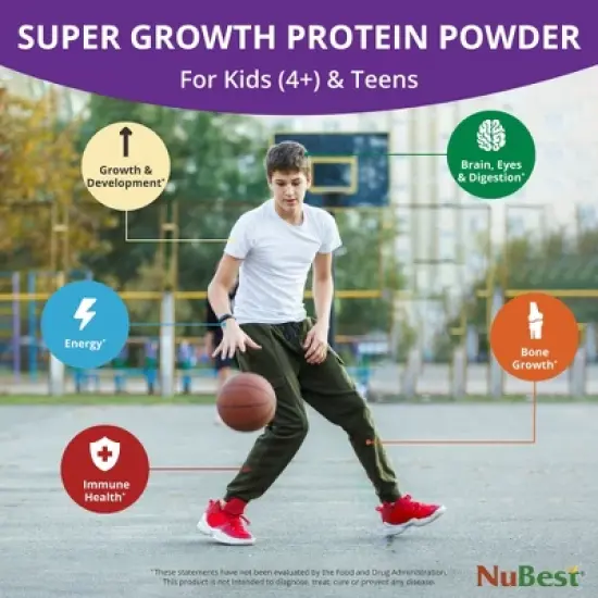 NuBest Protein Powder - Vegan Protein for Kids & Teens, Supports Growth & Bone Health with Probiotics, Omega 3-6-9 & Calcium, 10 Vanilla Servings image {1}