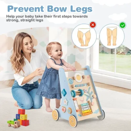 Infans Wooden Baby Walker Push and Pull Learning Activity Center with Wheels Push Toy image {5}