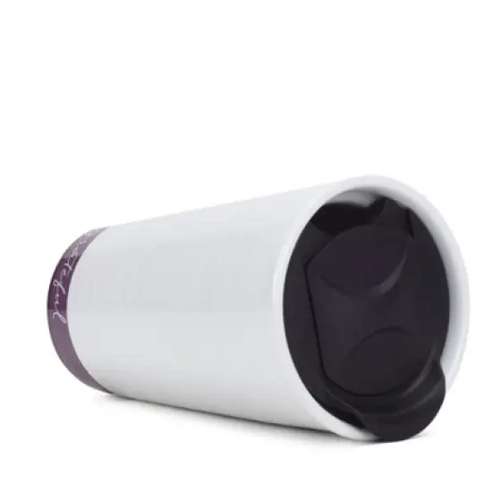 Lighthouse Christian Products Grateful Textured Dipped 12 ounce Ceramic Stoneware Travel Tumbler Mug, Dark Purple image {2}