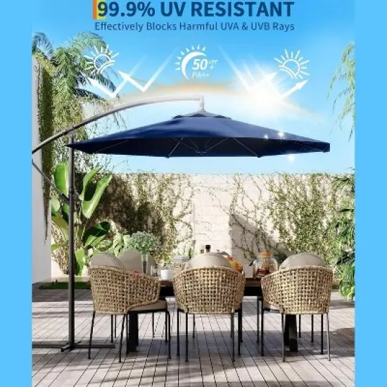 10FT Cantilever Umbrella with Cross Base &ndash; Outdoor Offset Patio Umbrella with Infinite Tilt & Crank Lift, Fade-Resistant Canopy image {1}