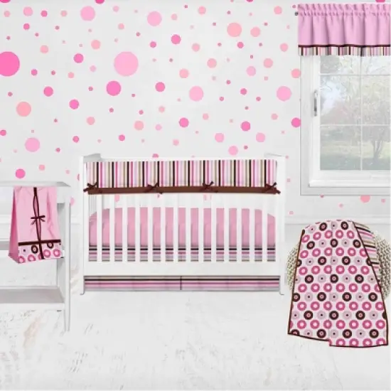 Bacati - Mod Dots/Stripes Crib Rail Guard Covers Set of 2 Pink/Chocolate image {5}