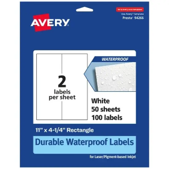 Avery Durable Waterproof Rectangle Labels, 11" x 4.25" image {8}