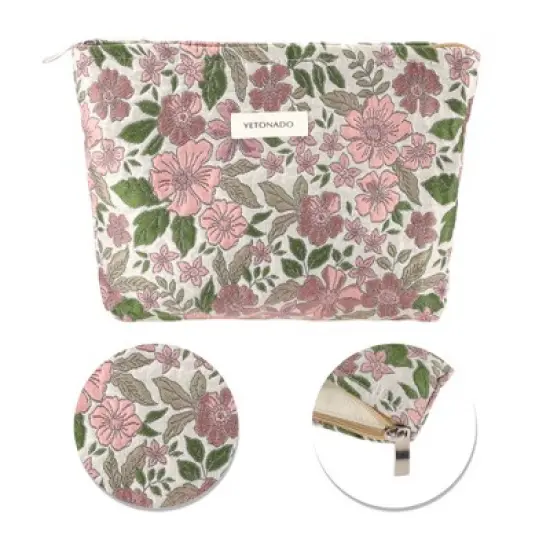 Unique Bargains Portable Floral Makeup Bag 1 Pc image {3}