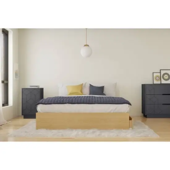 2pc Ballet Bedroom Set Natural Maple/Charcoal Gray - Nexera image {4}