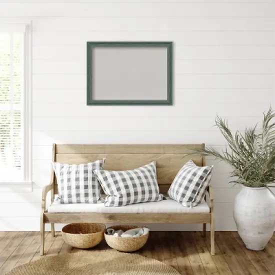 31"x23" Upcycled Wood Frame Gray Cork Board Teal - Amanti Art image {4}