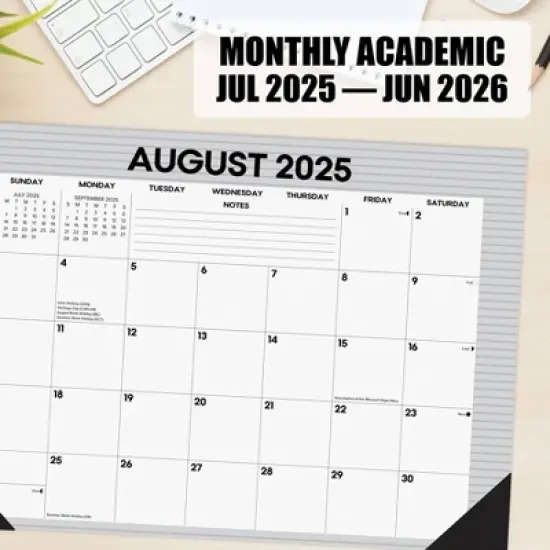 Willow Creek Press Pinstripe Academic July 2025 - June 2026 17"x12" Small Monthly Deskpad Calendar image {4}