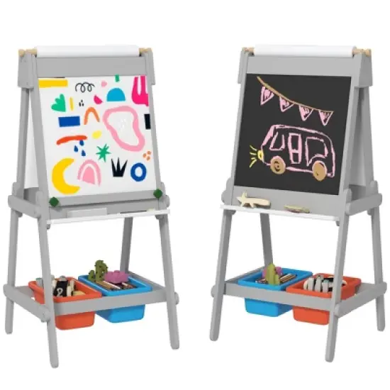 Dexmalle Double Sided Whiteboard & Chalkboard for Toddlers image {10}