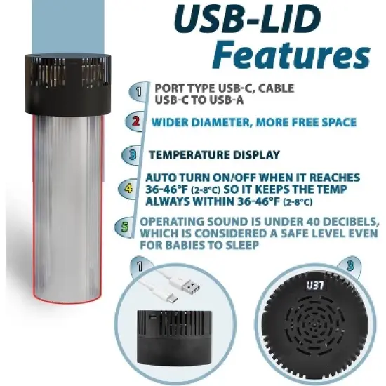 4ALLFAMILY Voyager Large & X-Large Auto Shut Off Insulin Cooler, Blue or Red, TSA Approved Biogel & USB Fridge Temp 36-46&deg;F image {5}