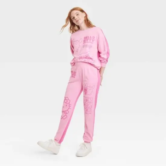 Women's Sanrio Hello Kitty Two-Tone Graphic Jogger Pants - Pink image {2}
