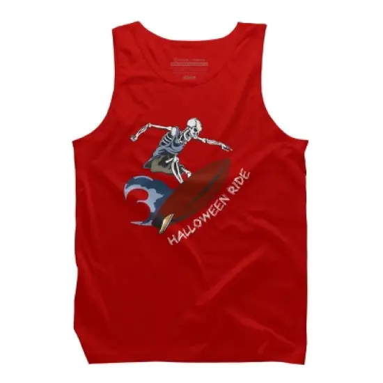 Men's Design By Humans Halloween Surfing Zombie Skeleton Funny Costume t shirt By graceandfinn Tank Top image {5}