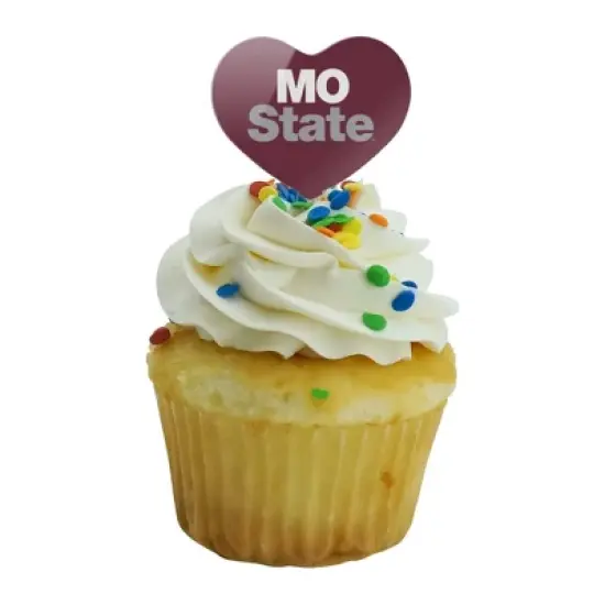NCAA Missouri State University Primary Logo Heart Love Cupcake Picks Toppers Decoration Set of 6 image {4}