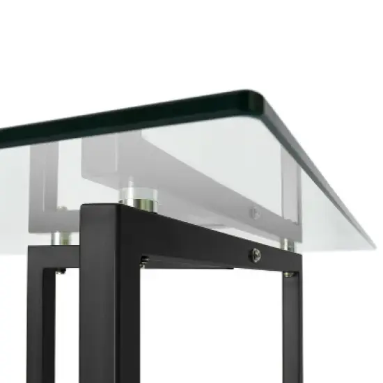 Contemporary Ming 55" Dining Table with Clear Tempered Transparent Glass Tabletop-The Pop Maison image {4}