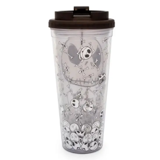 Silver Buffalo Disney The Nightmare Before Christmas Jack And Skulls Plastic Travel Tumbler image {1}