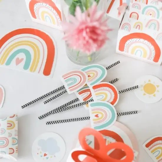 Big Dot of Happiness Hello Rainbow - Paper Straw Decor - Boho Baby Shower and Birthday Party Striped Decorative Straws - Set of 24 image {5}