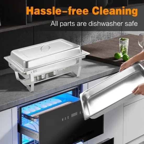 Costway Chafing Dish Buffet Set 2/4 Packs 9 QT Stainless Steel Chafers with Food Pans image {8}