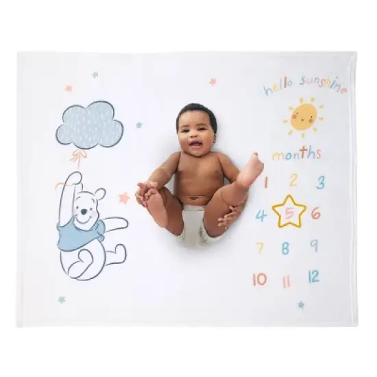 Disney Winnie The Pooh Super Soft Milestone Baby Blanket image {1}