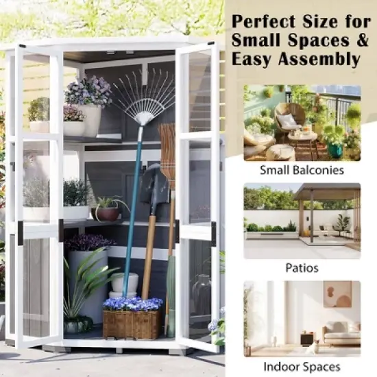 Mini Greenhouse Storage Shed: 63" Height, Wood, Waterproof and Secure image {1}