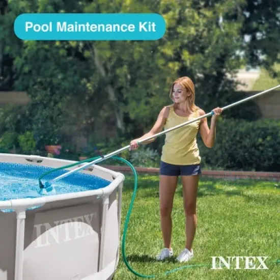 Intex 28002E Cleaning Maintenance Swimming Pool Kit with Vacuum, Surface Skimmer, and Telescoping Pole for Above Ground Pools (Pool Sold Separately) image {1}